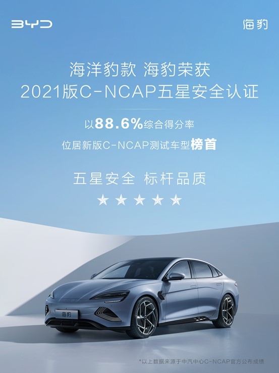 CTB技术傍身 比亚迪海豹高分通过C-NCAP五星安全评价