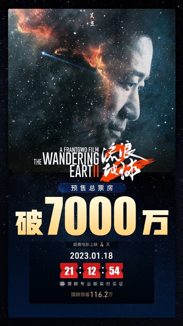 春节档票房妥了 《流浪地球2》还3天上映 预售破7000万