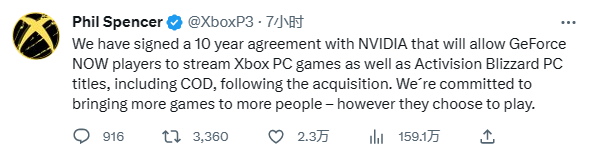 微软收购动视暴雪获新盟友！NVIDIA态度转变签署10年游戏协议