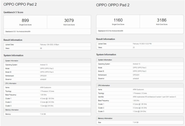 OPPO Pad 2疑现身Geekbench：骁龙888依旧能打