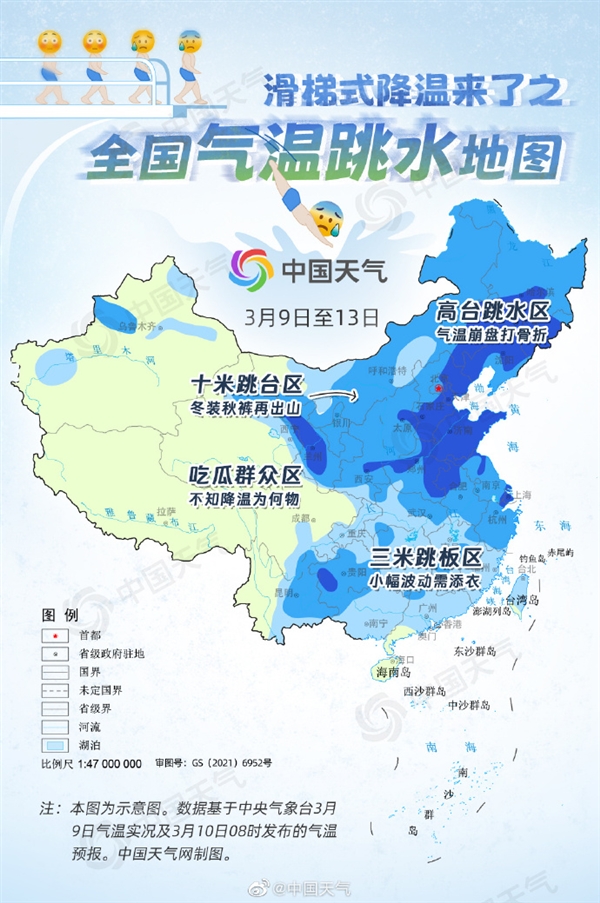 滑梯式降温！全国气温跳水地图出炉：这些地方直降20℃