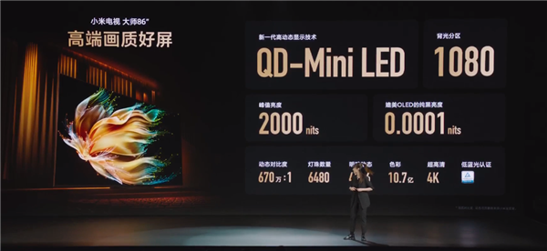 十年画质巅峰！小米电视大师86英寸Mini LED今日首销：14999元