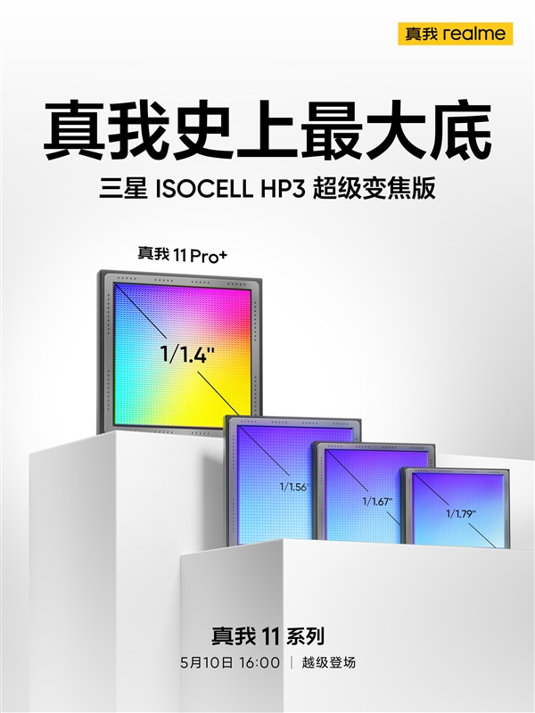 碾压3000价位段！真我11 Pro+搭载三星HP3：2亿像素、1/1.4大底