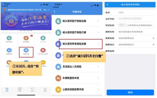 楚税通怎么交养老保险金