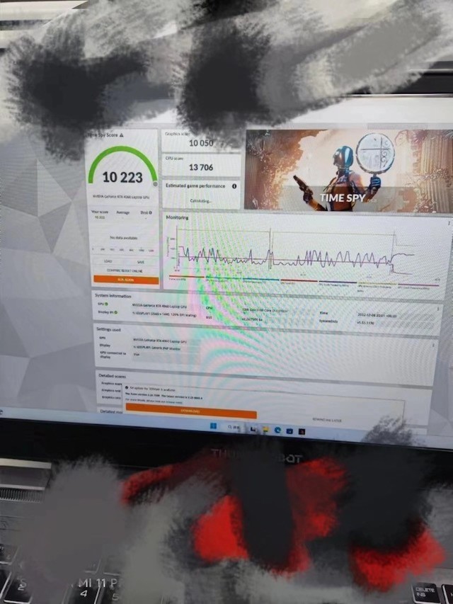 性能爆棚 搭载RTX 4060的雷神笔记本跑分流出