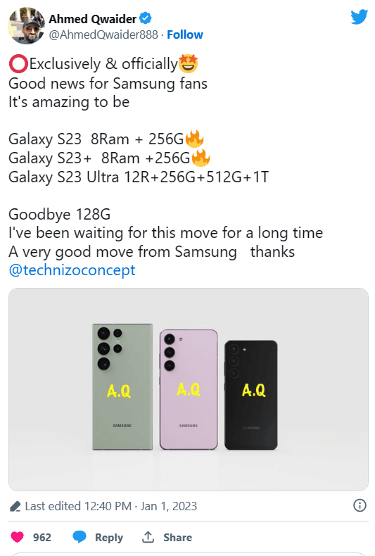 128GB被淘汰！三星Galaxy S23系列存储规格曝光