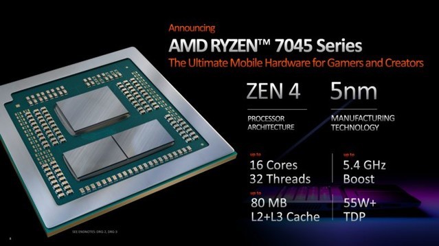 AMD推出锐龙7000移动系列 高达16核Zen4与锐龙9 7945HX