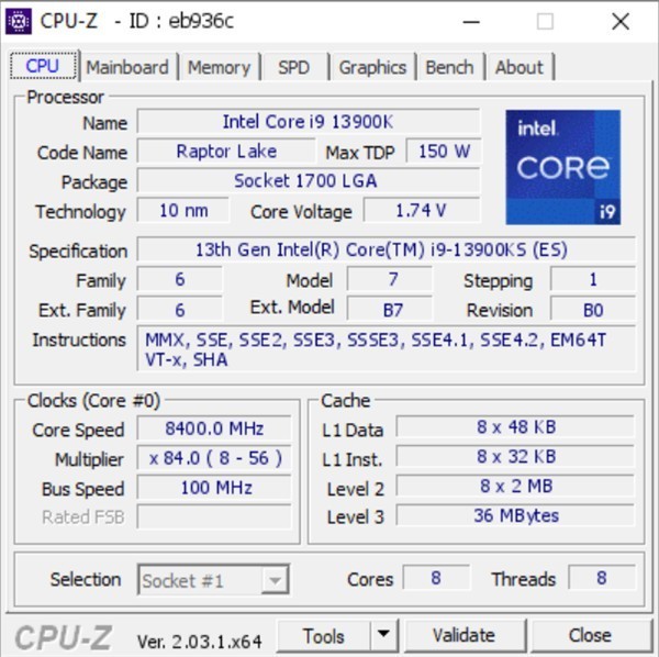 酷睿i9-13900KS超频已上8.4GHz：仅留8个核心