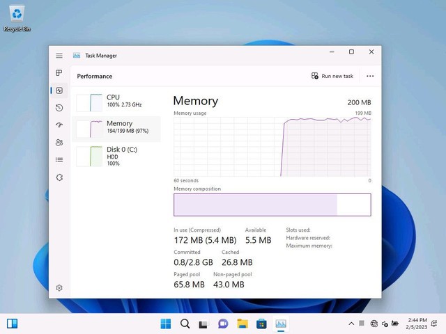 Win11瘦身 最低200MB内存配置即可启动