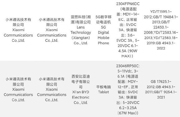 要放大招儿了！小米13 Ultra和小米平板6系列或已入网