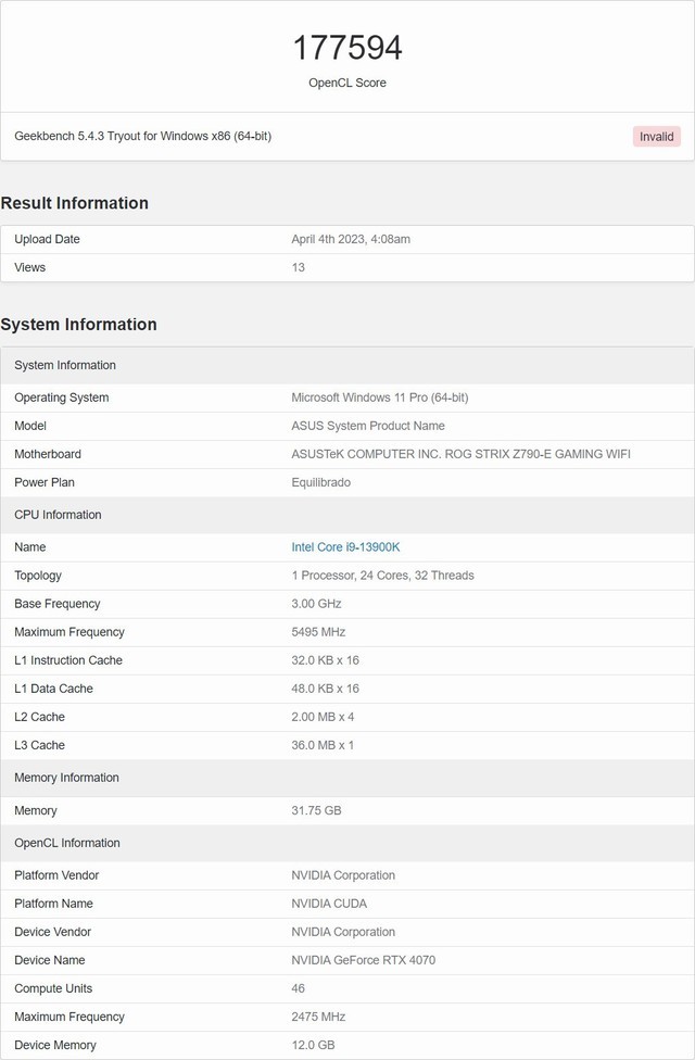 性能对标RTX 3080！RTX 4070桌面显卡OpenCL跑分曝光