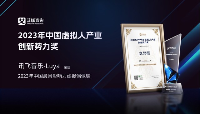 AI虚拟歌手Luya荣获“2023年中国最具影响力虚拟偶像奖”