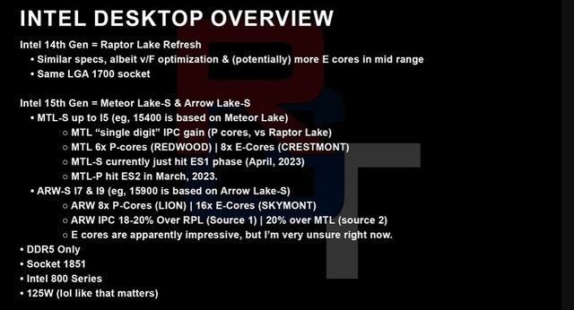 性能暴涨！英特尔第15代酷睿Arrow Lake信息曝光