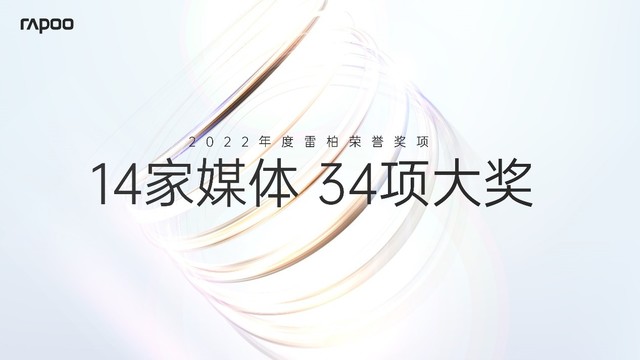 2022雷柏品牌实力荣誉：14家媒体，34项大奖