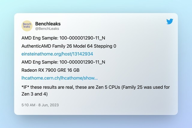 AMD Zen5 架构处理器数据疑似曝光， 锐龙 8000 系列要来了？