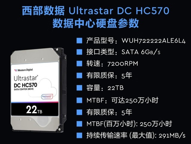 西部数据22TB HC570企业级硬盘618到手价3599元