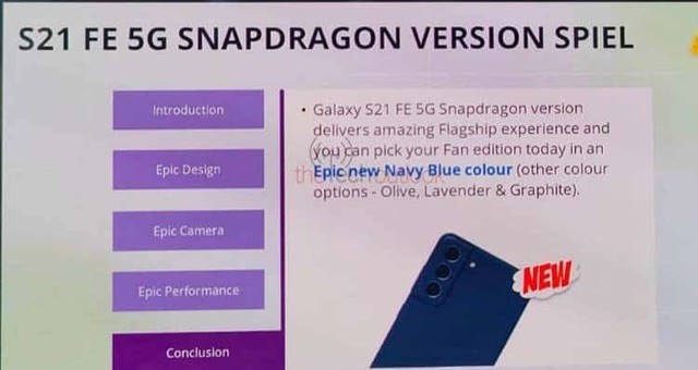 三星印度骁龙888版Galaxy S21 FE手机培训文档曝光
