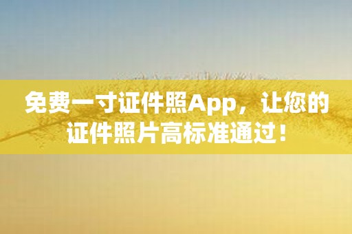 免费一寸证件照App，让您的证件照片高标准通过！