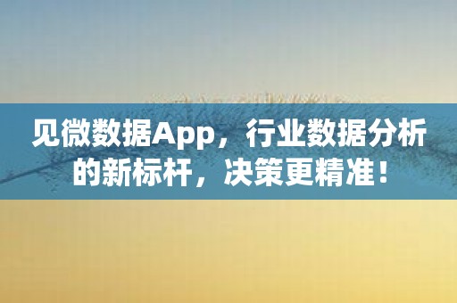 见微数据App，行业数据分析的新标杆，决策更精准！