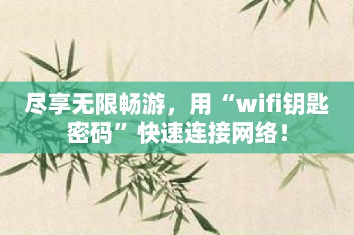 尽享无限畅游，用“wifi钥匙密码”快速连接网络！