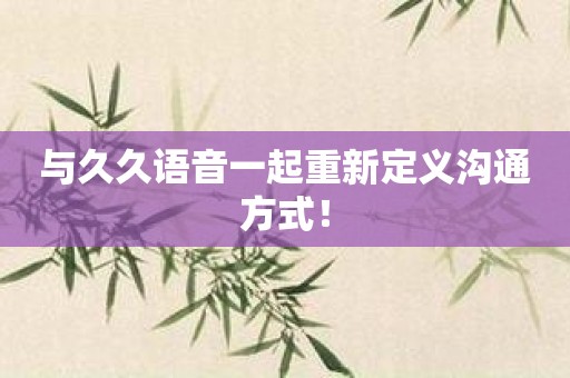 与久久语音一起重新定义沟通方式！