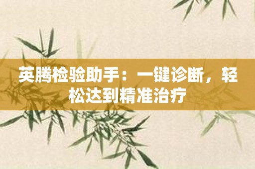 英腾检验助手：一键诊断，轻松达到精准治疗