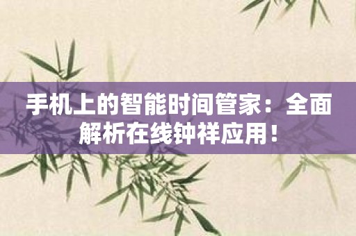 手机上的智能时间管家：全面解析在线钟祥应用！