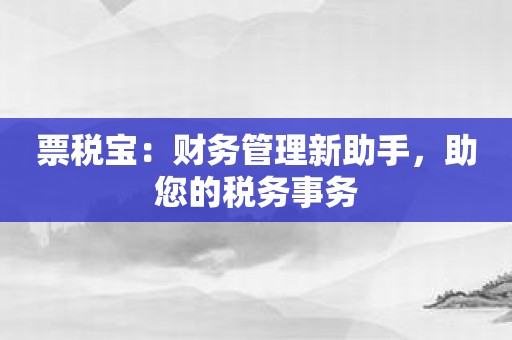 票税宝：财务管理新助手，助您的税务事务