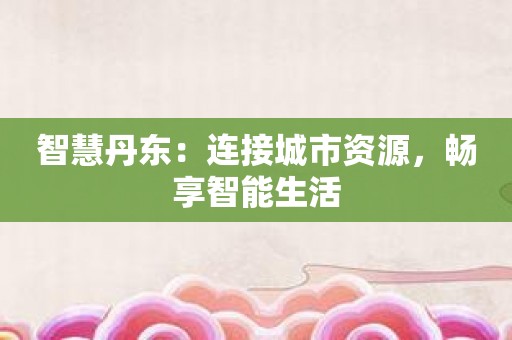 智慧丹东：连接城市资源，畅享智能生活