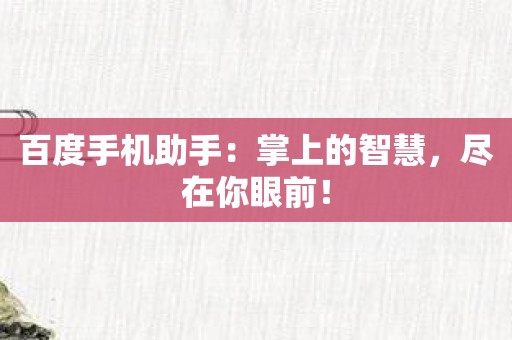 百度手机助手：掌上的智慧，尽在你眼前！