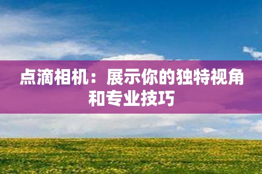 点滴相机：展示你的独特视角和专业技巧