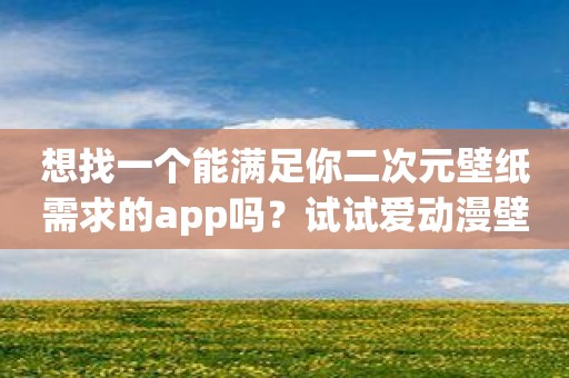 想找一个能满足你二次元壁纸需求的app吗？试试爱动漫壁纸吧！