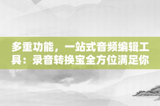 多重功能，一站式音频编辑工具：录音转换宝全方位满足你的需求！