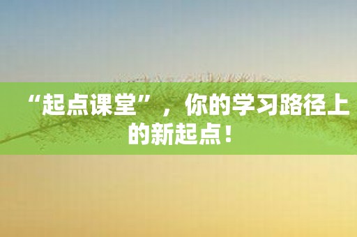 “起点课堂”，你的学习路径上的新起点！