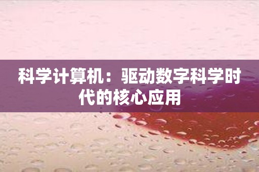 科学计算机：驱动数字科学时代的核心应用