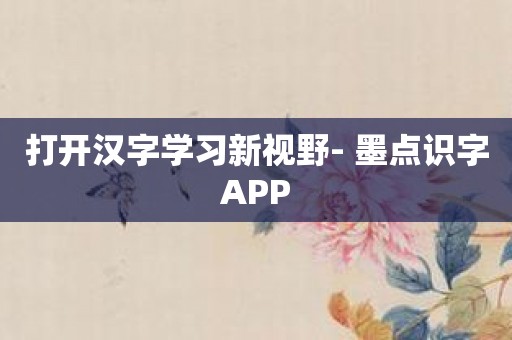 打开汉字学习新视野- 墨点识字APP