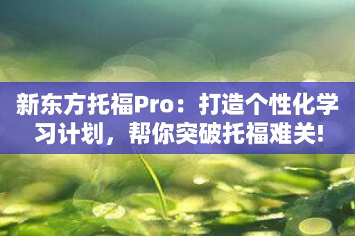 新东方托福Pro：打造个性化学习计划，帮你突破托福难关!