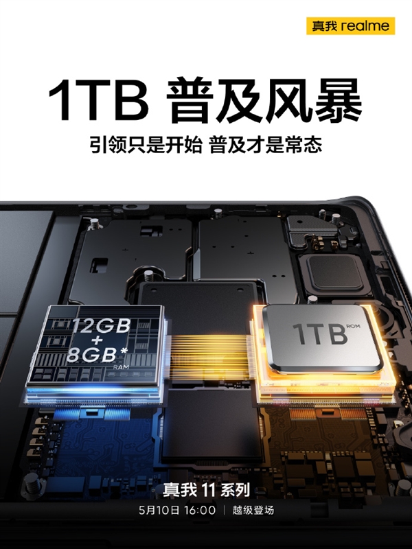 普及超大存储！真我11系列顶配可选12GB+1TB