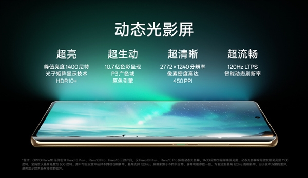 Find系列同款！OPPO Reno10 Pro搭载动态光影屏：120Hz高刷