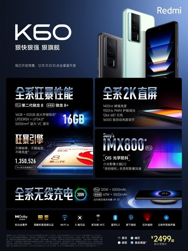 Redmi K60系列今日开售 2199元起售该选哪款一图看懂