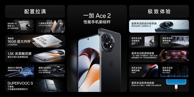 2799元，一加Ace2正式发布，骁龙8+旗舰处理器，实现44个常用APP保活