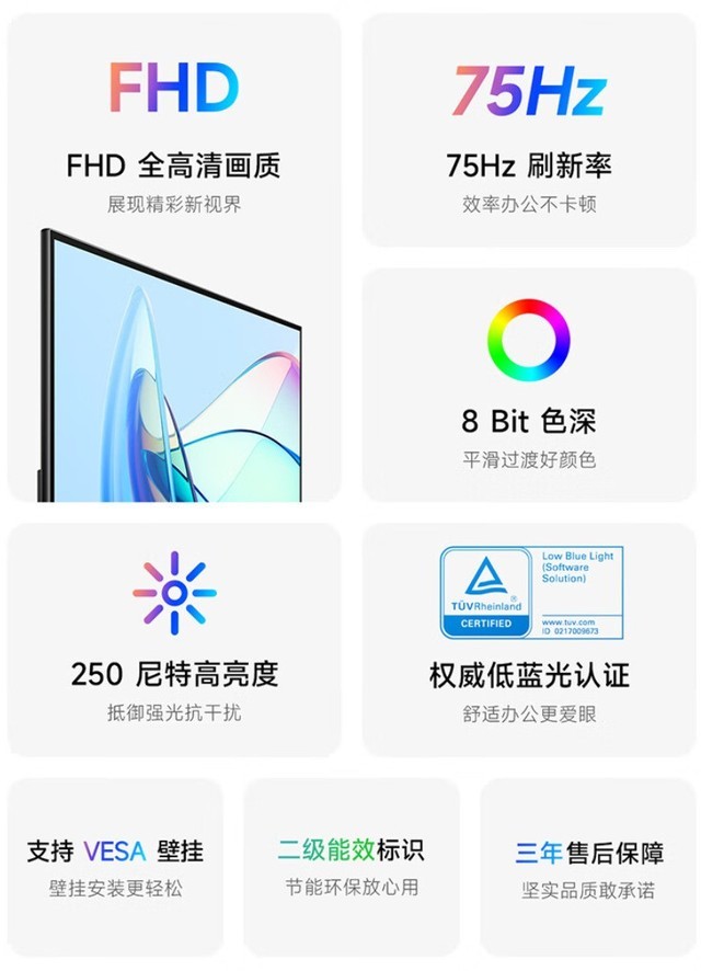 低至369元！小米Redmi显示器A22发布：1080P分辨率 三微边设计