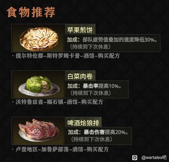 战争传说推荐吃什么食物-食物推荐攻略