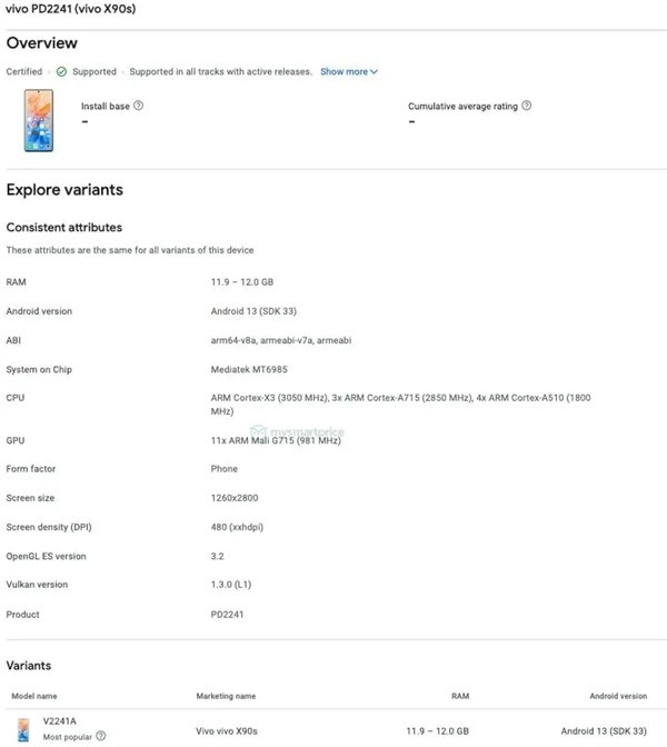 安卓新旗舰芯加持！vivo X90S曝光：处理器升级为天玑9200+