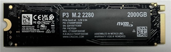 2023年，基于PCIe 3.0的英睿达P3仍是主流之选