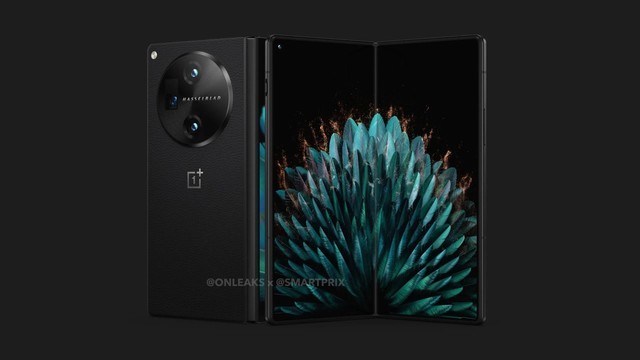 一加首款折叠屏手机OnePlus V Fold渲染图曝光：背面皮革、哈苏三摄