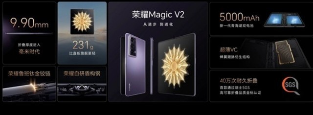 荣耀Magic V2发布：内外120Hz高刷