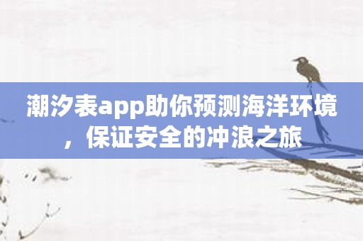 潮汐表app助你预测海洋环境，保证安全的冲浪之旅