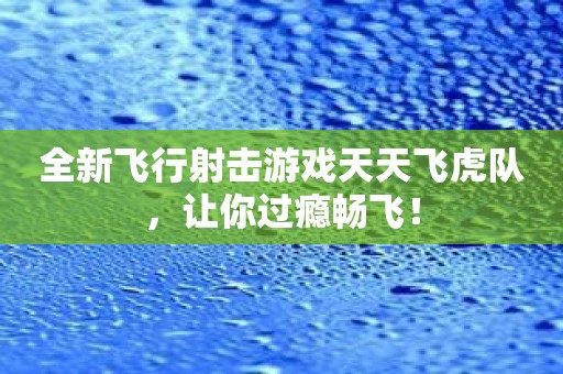 全新飞行射击游戏天天飞虎队，让你过瘾畅飞！