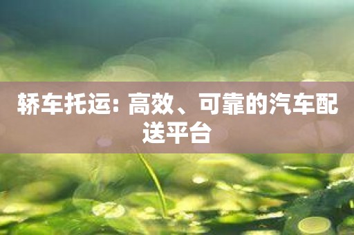 轿车托运: 高效、可靠的汽车配送平台